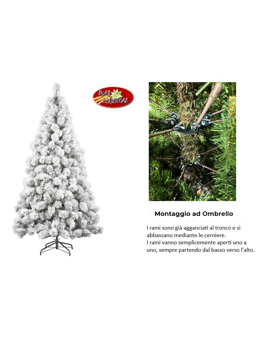 FLOCKED STRAND TREE 180cm 312 BRANCHES diam.93cm UMBRELLA MOUNTING