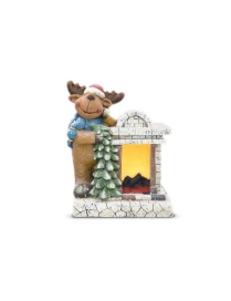 CERAMIC FIREPLACE WITH LIGHT WITH REINDEER 40cm