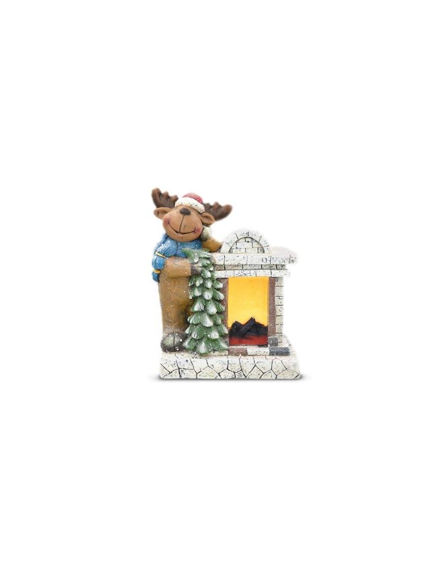 CERAMIC FIREPLACE WITH LIGHT WITH REINDEER 40cm
