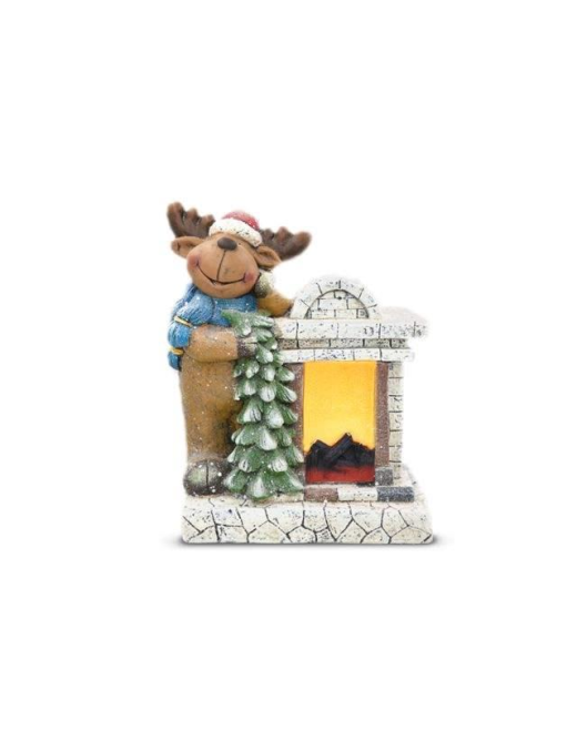 CERAMIC FIREPLACE WITH LIGHT WITH REINDEER 40cm