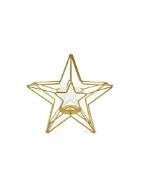 GOLD METAL CANDLE HOLDER STAR 1 CANDLE 21CM