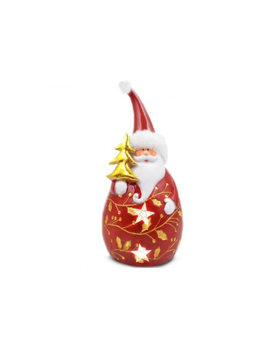 SANTA CLAUS WITH RED LIGHT IN RESIN 25cm