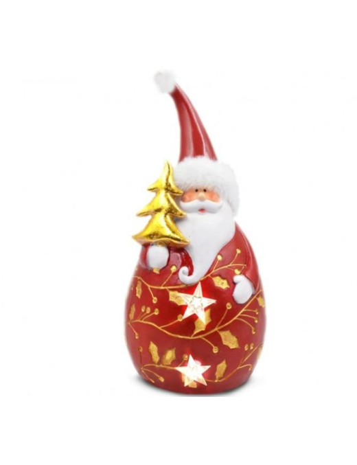 BABBO NATALE CON LUCE ROSSO IN RESINA 25cm