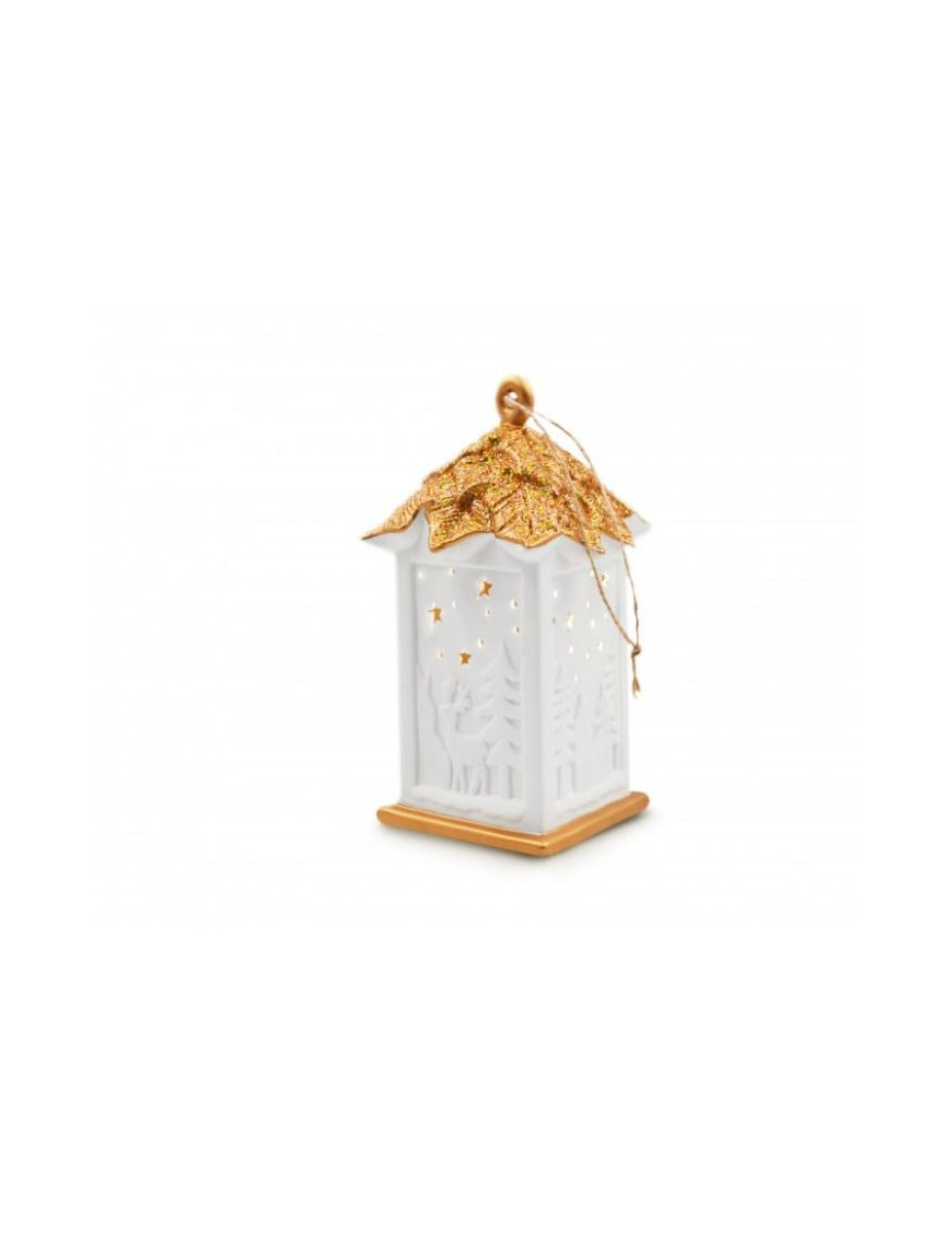 CERAMIC LANTERN WITH LIGHT 11x18cm