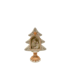 RESIN LINE NATIVITY IN TREE 17x27cm