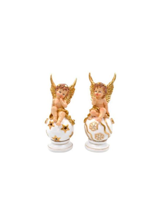 GOLDEN ANGEL ON SPHERE 10x22cm WITH LIGHT