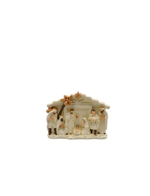 ECRU RESIN NATIVITY 22x15cm