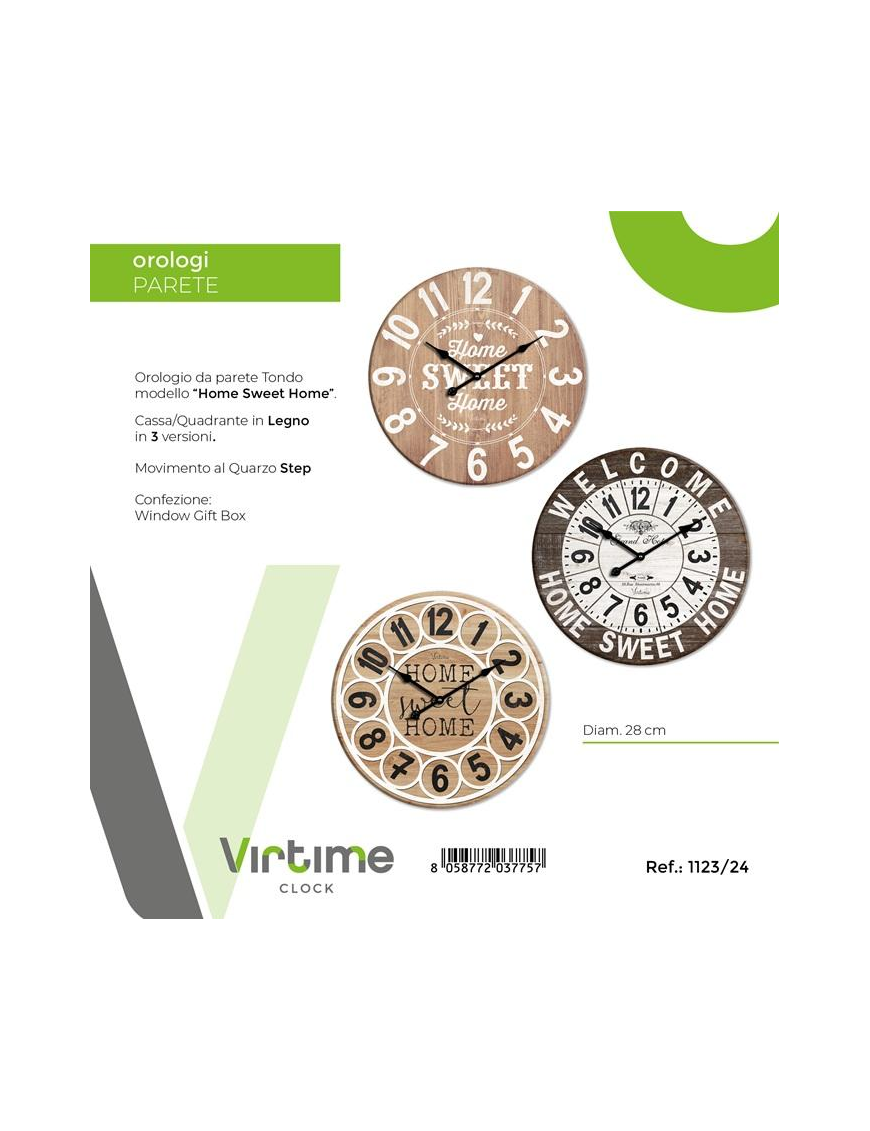 OROLOGIO PARETE LEGNO d.28,8cm 1123/24