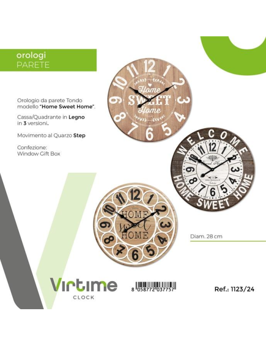 OROLOGIO PARETE LEGNO d.28,8cm 1123/24