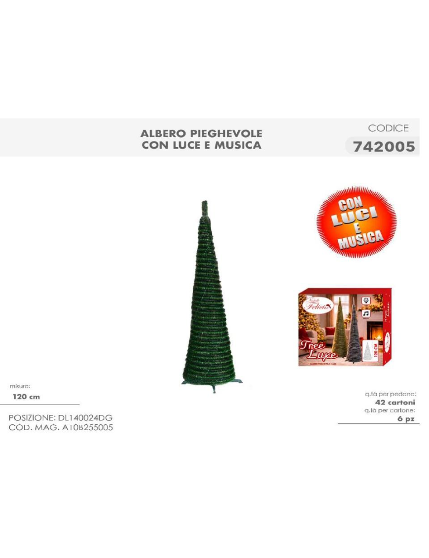 ALBERO PIEGHEVOLE 120cm C/LUCE E MUSICA