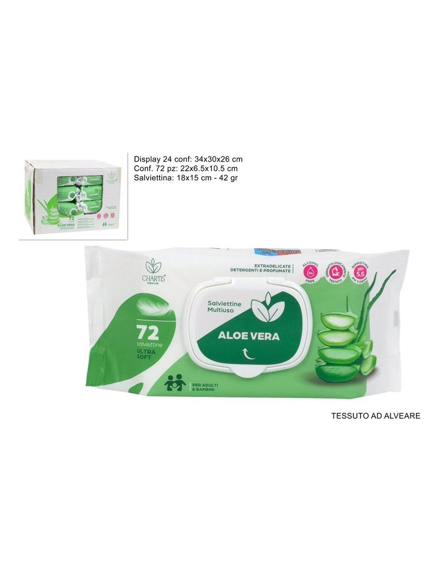 SALVIETTINE DETERGENTI 72 PEZZI BABY ALOE VERA