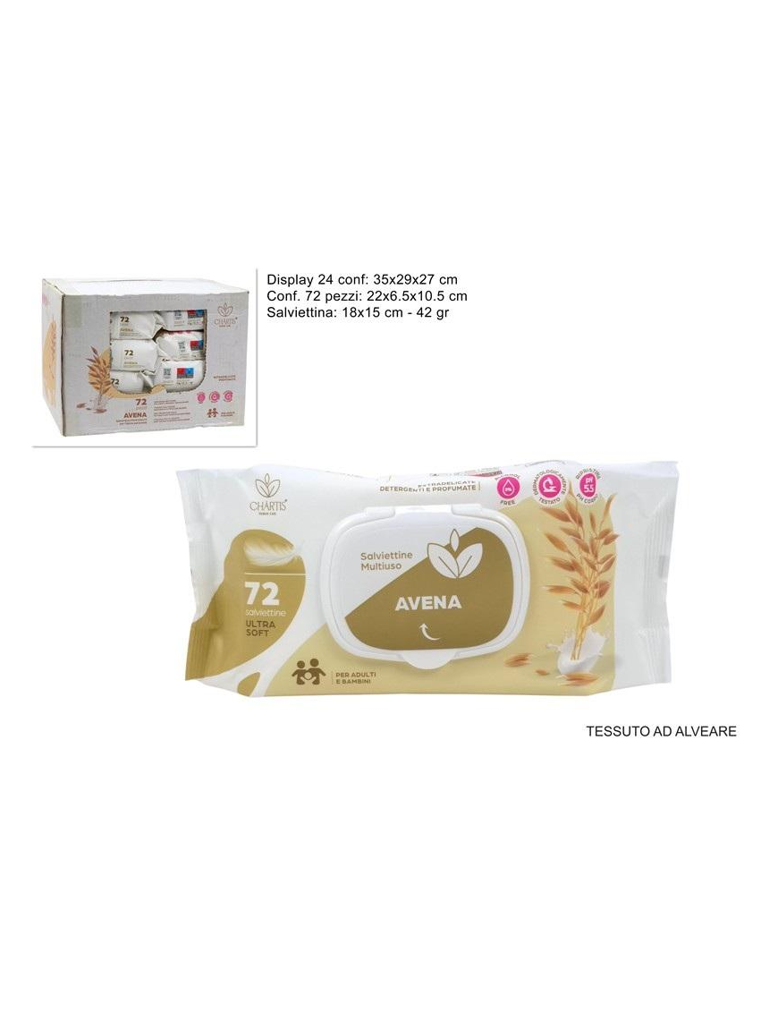 SALVIETTINE DETERGENTI 72 PEZZI BABY AVENA