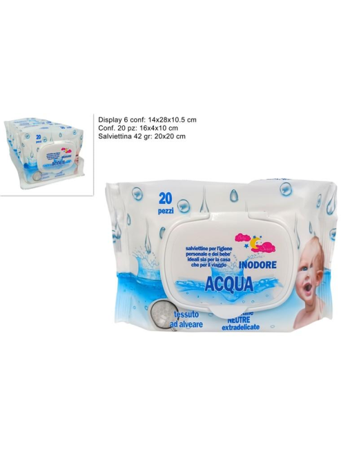 SALVIETTINE DETERGENTI 20pezzi ACQUA PURA